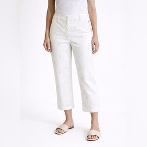 NWT Nicole Miller New York Hi-Rise Straight Leg Pants – White Floral Size 4